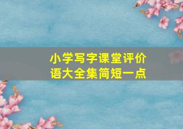 小学写字课堂评价语大全集简短一点