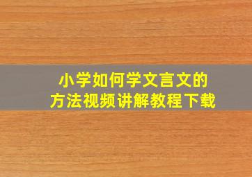 小学如何学文言文的方法视频讲解教程下载