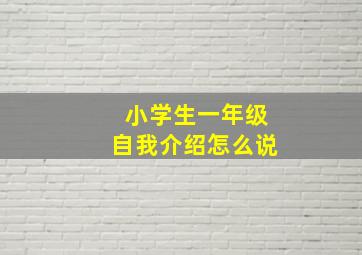 小学生一年级自我介绍怎么说