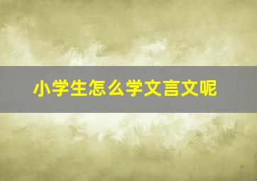 小学生怎么学文言文呢