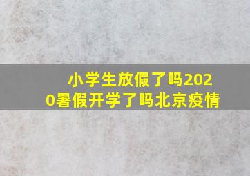 小学生放假了吗2020暑假开学了吗北京疫情