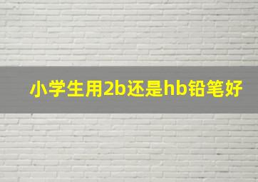 小学生用2b还是hb铅笔好