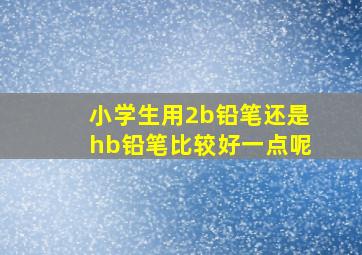 小学生用2b铅笔还是hb铅笔比较好一点呢