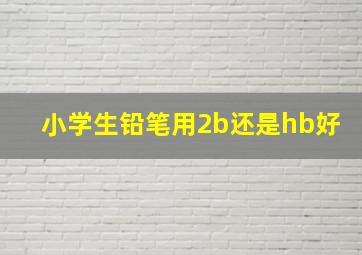 小学生铅笔用2b还是hb好