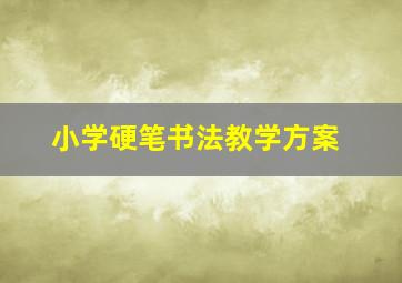 小学硬笔书法教学方案