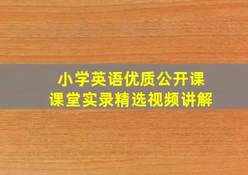 小学英语优质公开课课堂实录精选视频讲解