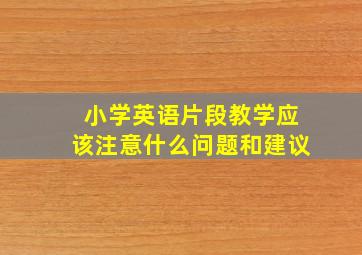 小学英语片段教学应该注意什么问题和建议