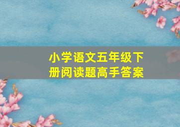 小学语文五年级下册阅读题高手答案