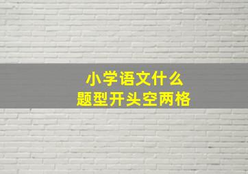 小学语文什么题型开头空两格