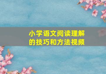 小学语文阅读理解的技巧和方法视频