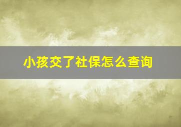 小孩交了社保怎么查询