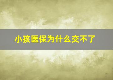 小孩医保为什么交不了