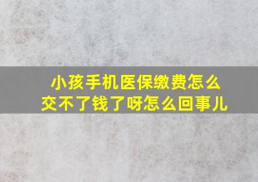 小孩手机医保缴费怎么交不了钱了呀怎么回事儿