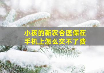 小孩的新农合医保在手机上怎么交不了费