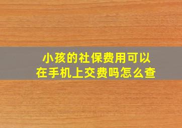 小孩的社保费用可以在手机上交费吗怎么查