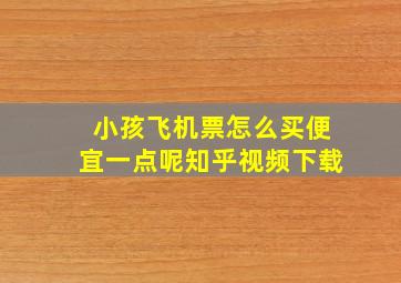 小孩飞机票怎么买便宜一点呢知乎视频下载