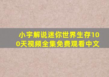 小宇解说迷你世界生存100天视频全集免费观看中文