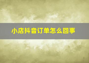 小店抖音订单怎么回事