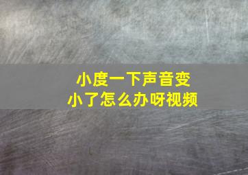 小度一下声音变小了怎么办呀视频