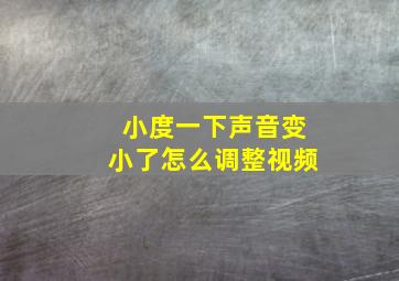 小度一下声音变小了怎么调整视频