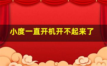 小度一直开机开不起来了