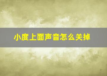 小度上面声音怎么关掉