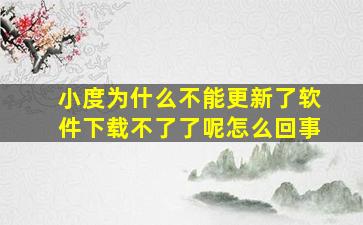 小度为什么不能更新了软件下载不了了呢怎么回事