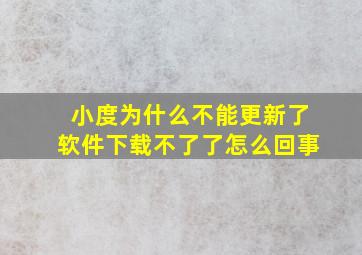 小度为什么不能更新了软件下载不了了怎么回事