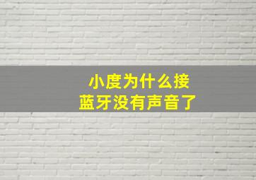 小度为什么接蓝牙没有声音了