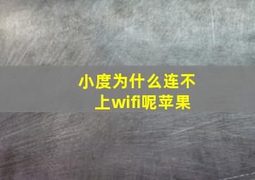 小度为什么连不上wifi呢苹果