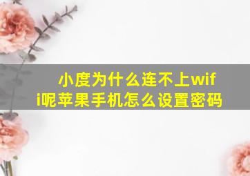 小度为什么连不上wifi呢苹果手机怎么设置密码