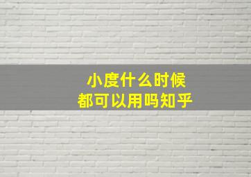 小度什么时候都可以用吗知乎