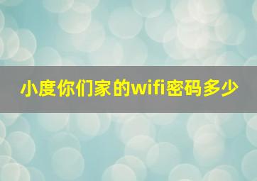 小度你们家的wifi密码多少