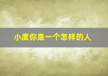 小度你是一个怎样的人