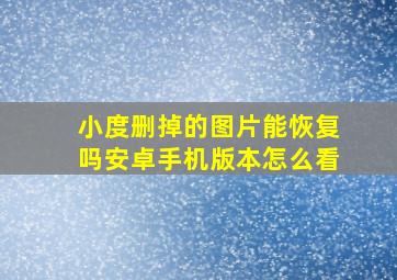 小度删掉的图片能恢复吗安卓手机版本怎么看