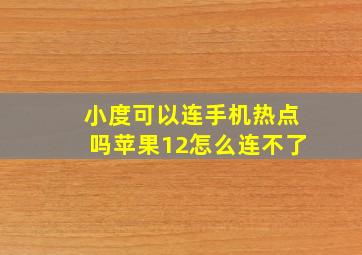 小度可以连手机热点吗苹果12怎么连不了