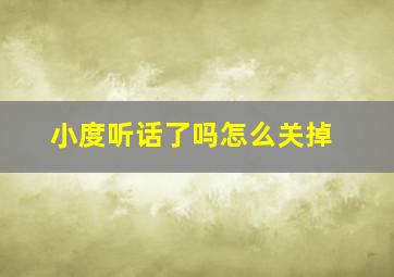 小度听话了吗怎么关掉