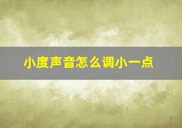 小度声音怎么调小一点