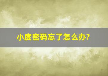 小度密码忘了怎么办?