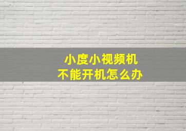 小度小视频机不能开机怎么办