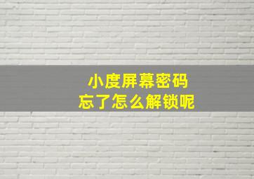 小度屏幕密码忘了怎么解锁呢