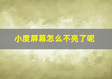 小度屏幕怎么不亮了呢