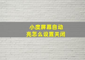 小度屏幕自动亮怎么设置关闭