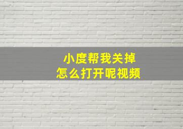 小度帮我关掉怎么打开呢视频