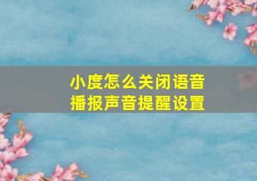 小度怎么关闭语音播报声音提醒设置