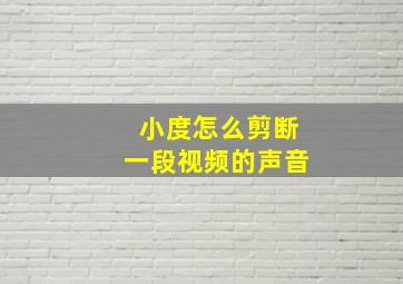 小度怎么剪断一段视频的声音