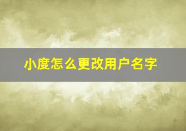 小度怎么更改用户名字