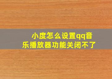 小度怎么设置qq音乐播放器功能关闭不了