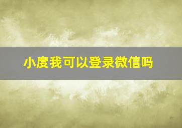 小度我可以登录微信吗