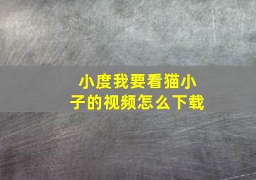 小度我要看猫小子的视频怎么下载